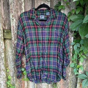 Vintage Lizwear Plaid Button-Up Shirt – Size S
